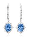 Sterling Silver Oval & Round Cut Blue Cubic Zirconia Earrings